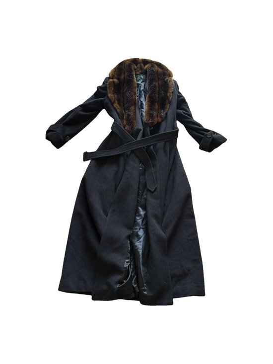 Ralph Lauren Jackets & Blazers - Ralph Lauren Black Maxi Coat with Brown Faux Fur Collar